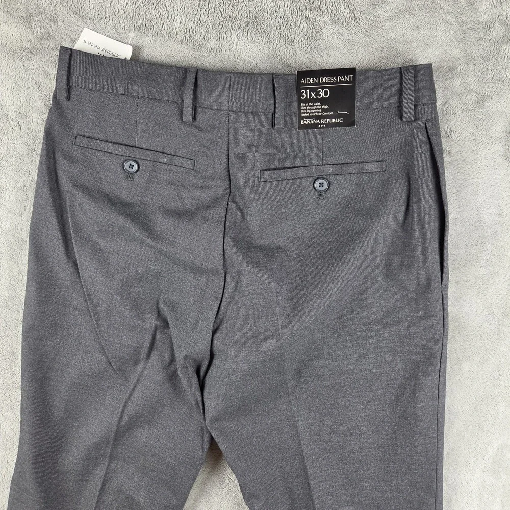 NWT Banana Republic Aiden Slim Charcoal Gray Dress Pants Mens 31x30 Stretch